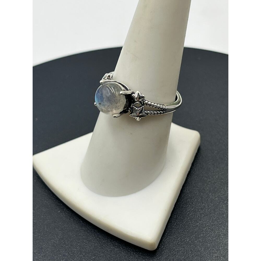 *Sterling Silver 925 Moonstone Oval Cabochon Stars Ring‎ Sz 8.75 Adjustable - Picture 4 of 8